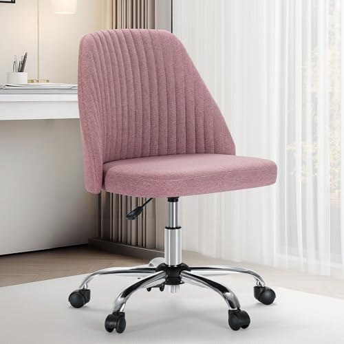 Armless Fabric Office Chair with Wheels Adjustable Swivel M6793