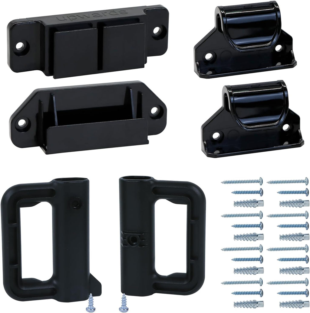 Retractable Baby Gate Replacement Parts Kit (Black) Wall Mount Accessories with Brackets, Latches, Hooks and Screws V74110