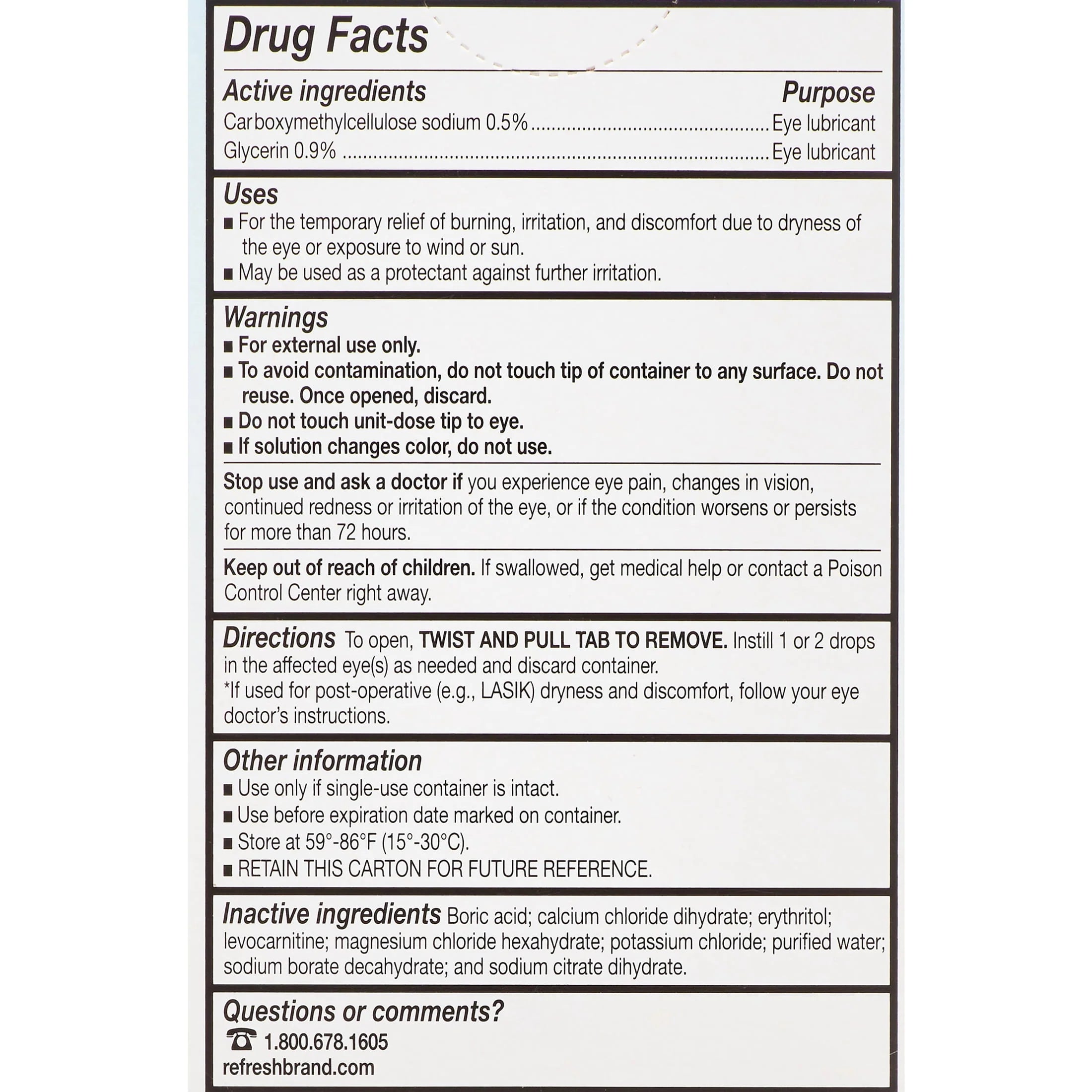 60 Count 0.4 ml Lubricant Eye Drops E7837