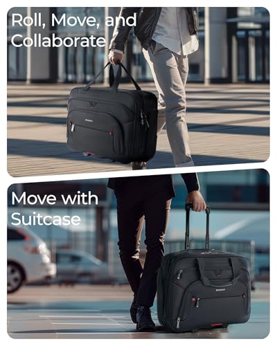 Black Rolling Laptop Bag with Wheels for 17.3 Inch Laptop P3949