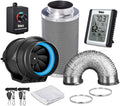 6 Inch 350 CFM Inline Carbon Filter with Fan Speed Controller and Temperature Humidity Monitor D26877