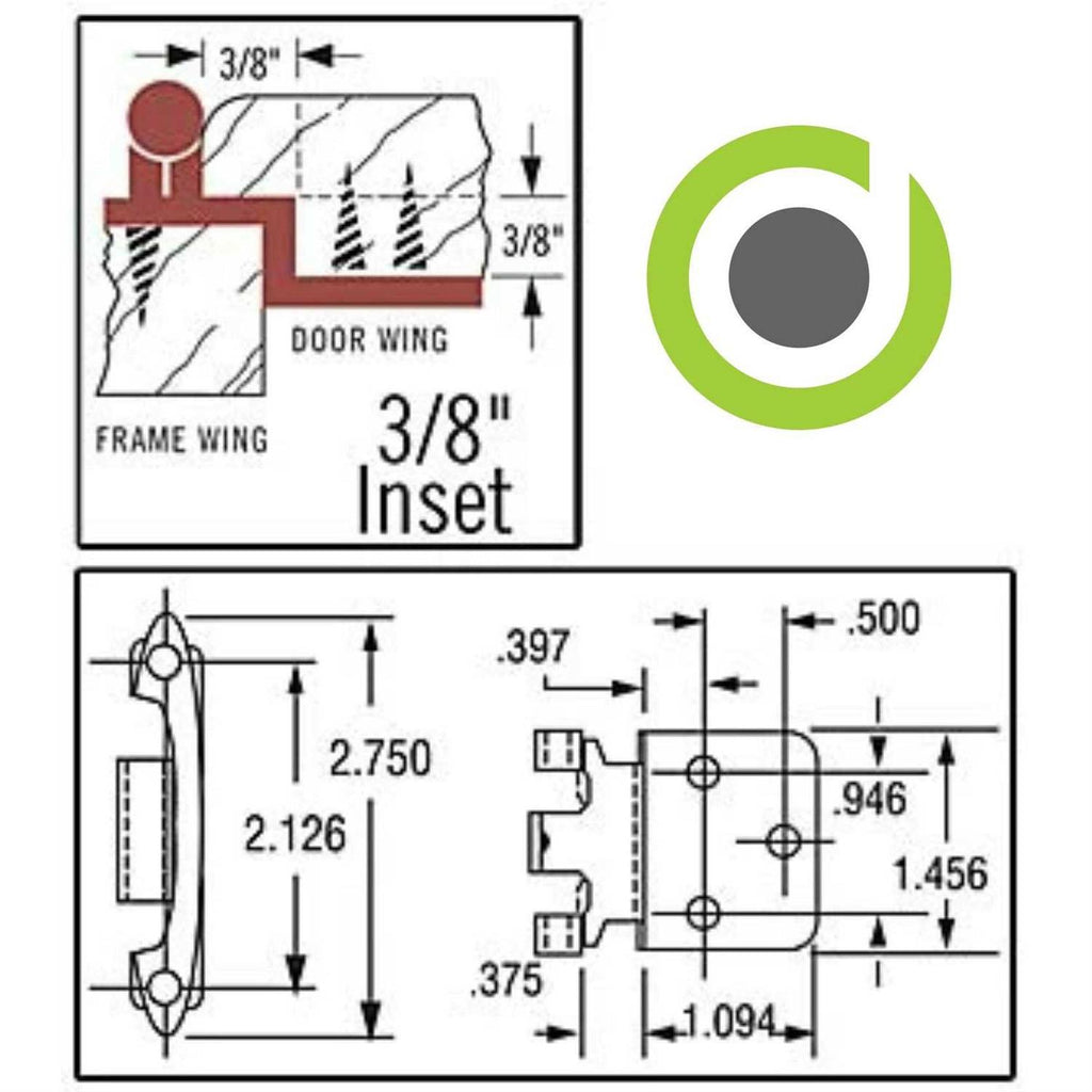 Oil Rubbed Bronze Cabinet Hinges 3/8 Inset H86345