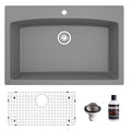 33x22 Drop In Quartz Composite Kitchen Sink, Grey H3705
