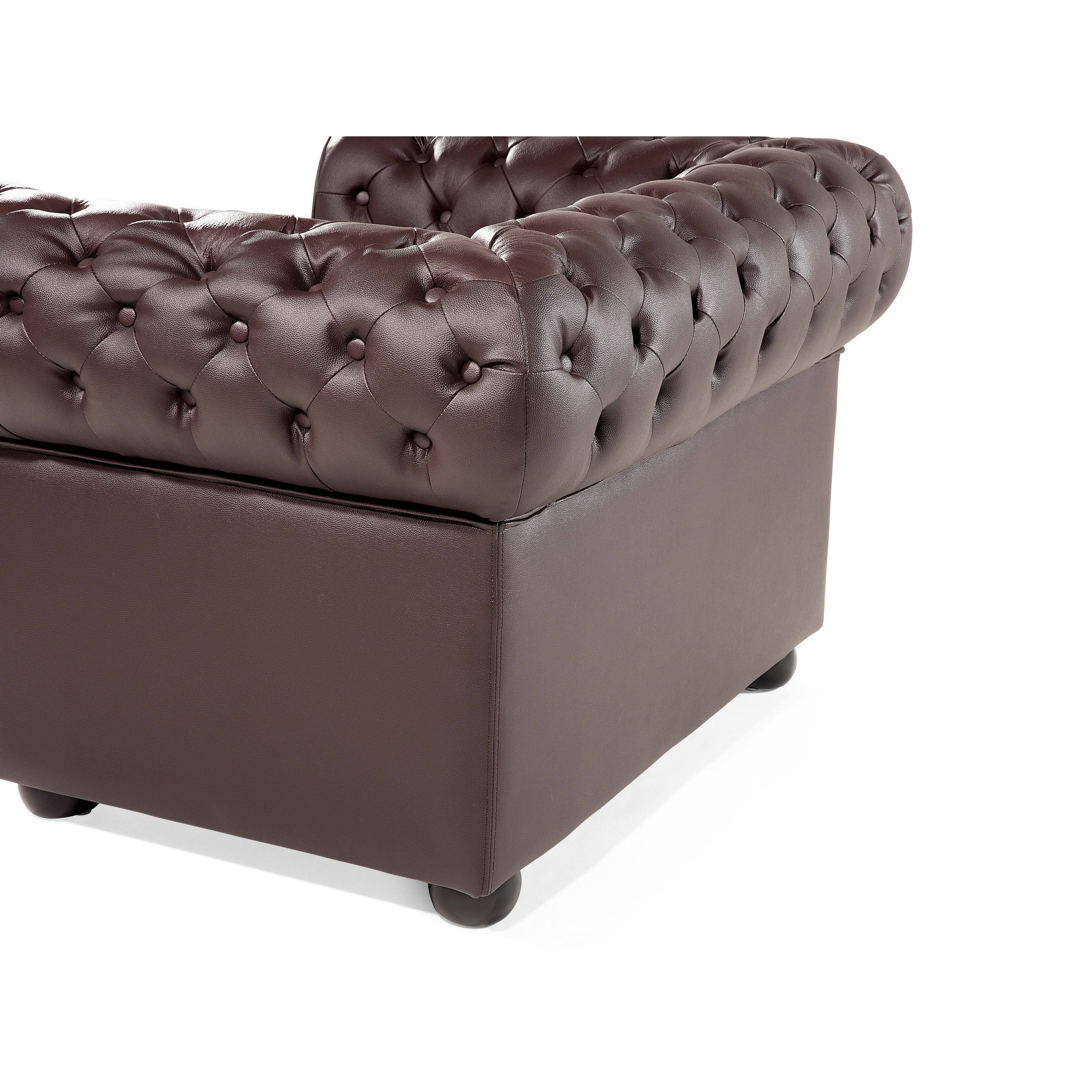 Tufted Leather Armchair Brown U535192