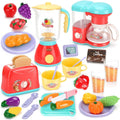 Kids Assorted Kitchen Appliance Toys, Pretend Kitchen Toy Set Includes Coffee Maker, Blender and Toaster, Cutting Play Food and Kitchen Utensils Accessories G93431