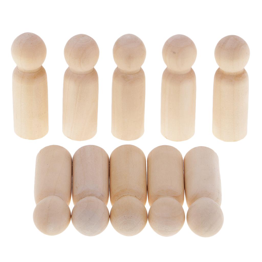 10Pcs Unfinished Wooden Peg Dolls for Painting Q775
