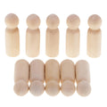 10Pcs Unfinished Wooden Peg Dolls for Painting Q775