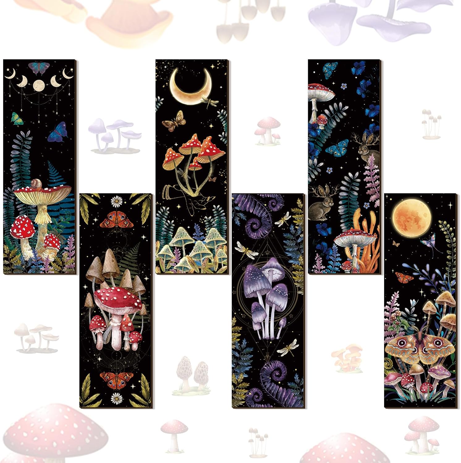 6 Pcs Mushroom Wall Decorations Wooden Wall Hanging E581696