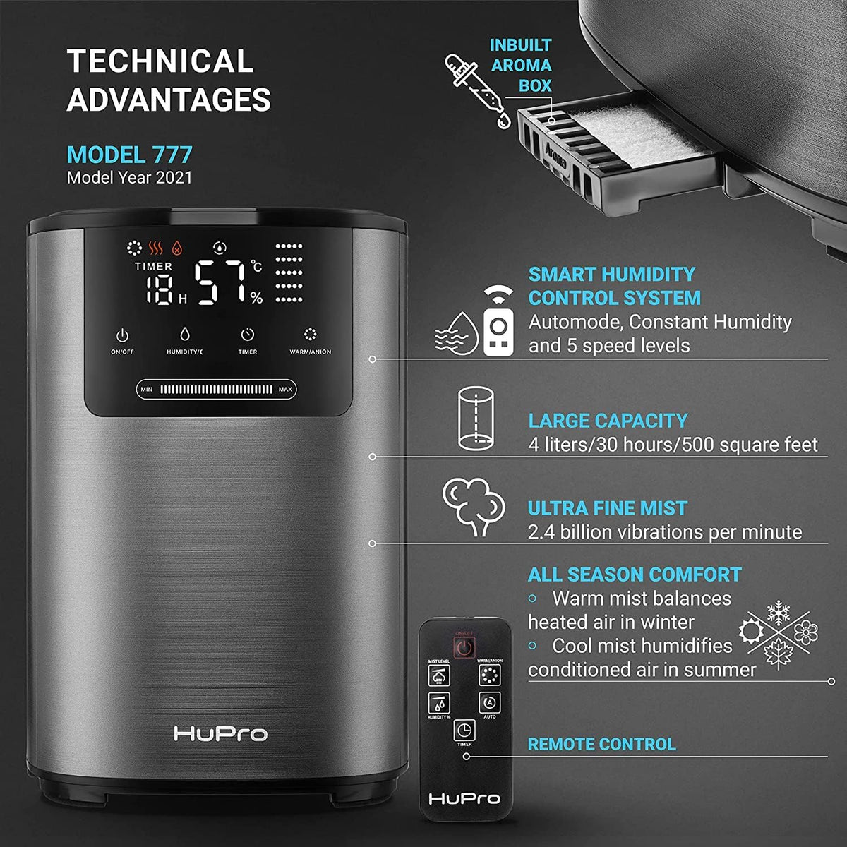 4L Top Fill Cool & Warm Air Ultrasonic Humidifier F3758