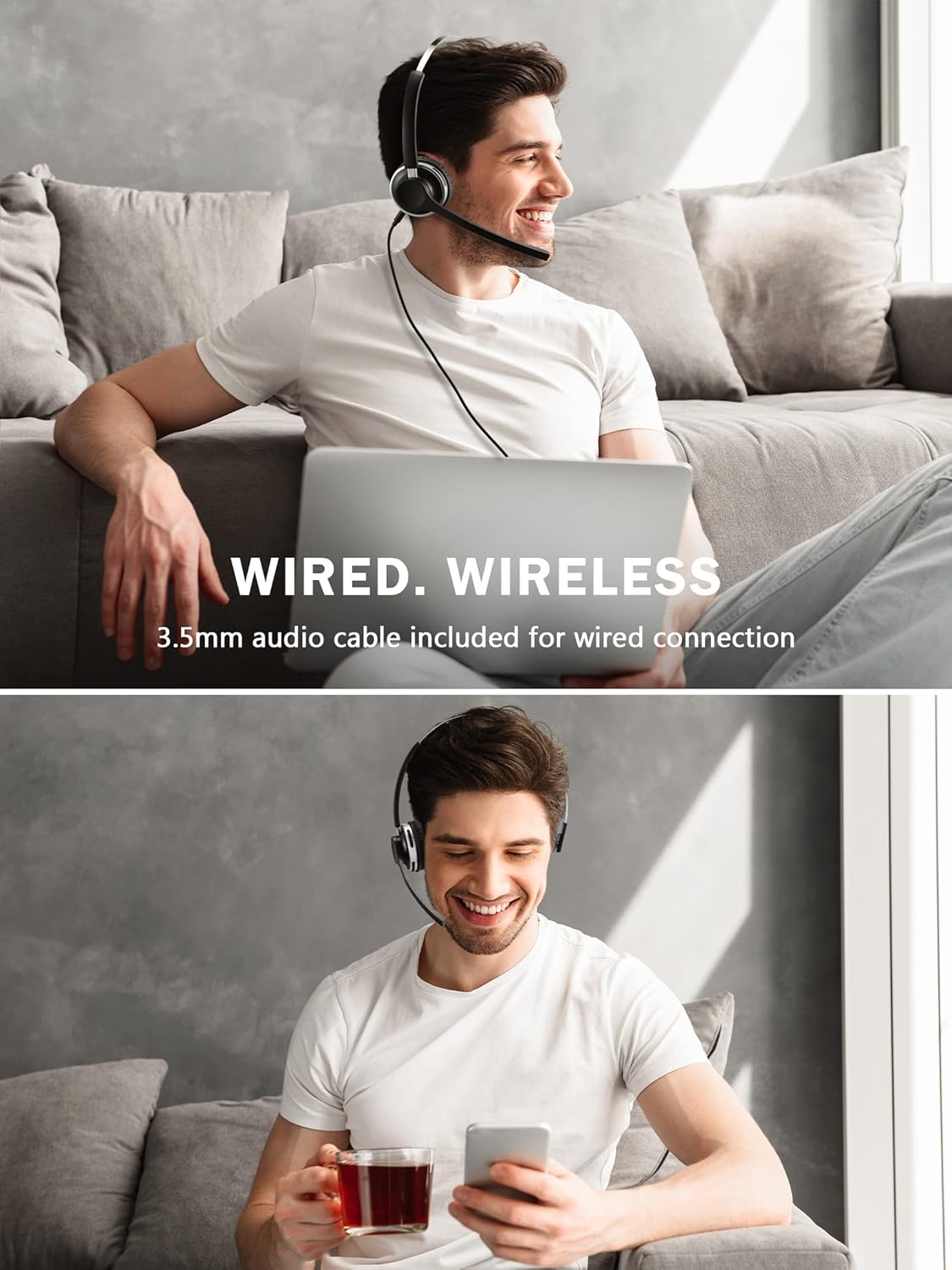 Bluetooth Headset with Microphone Noise Canceling, Pack of 2 E908487