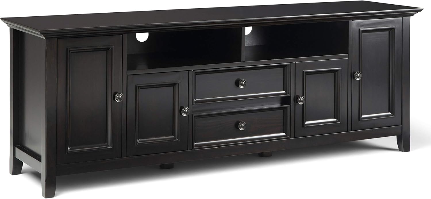 72 inch Solid Wood TV Media Stand with Storage Shelves and Cabinets B22142
