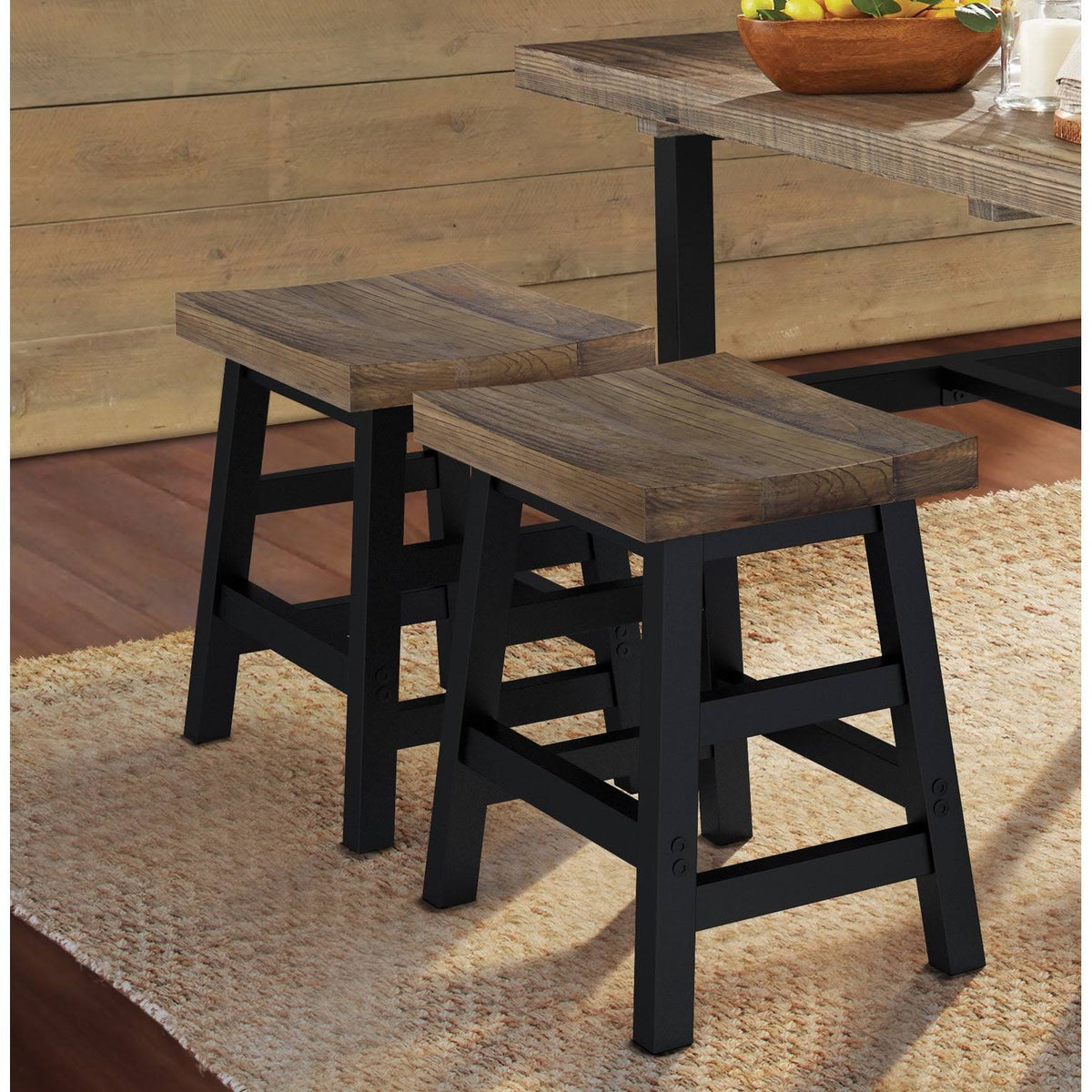 Reclaimed Wood Barstool with Metal Legs C1107