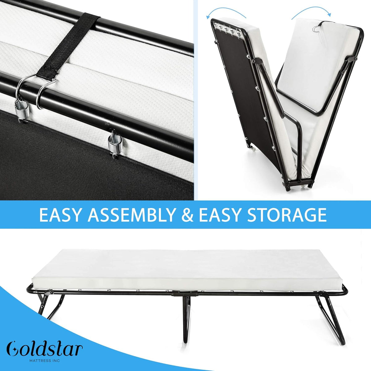Rollaway Folding Guest Bed with 3-Inch Memory Foam Mattress C337