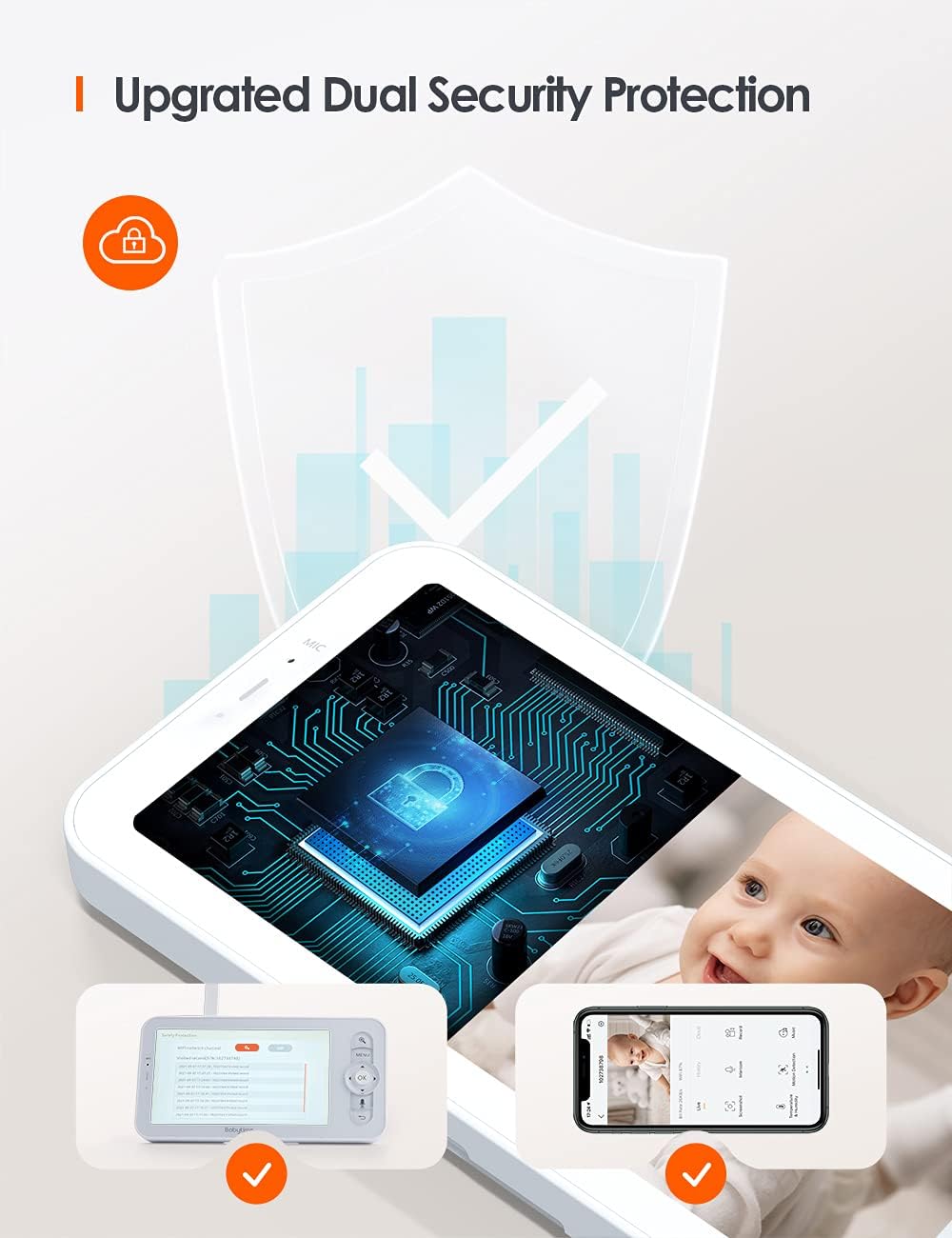 Video Baby Monitor with 1080P Pan/Tilt Camera and Infrared Night Vision Y9932