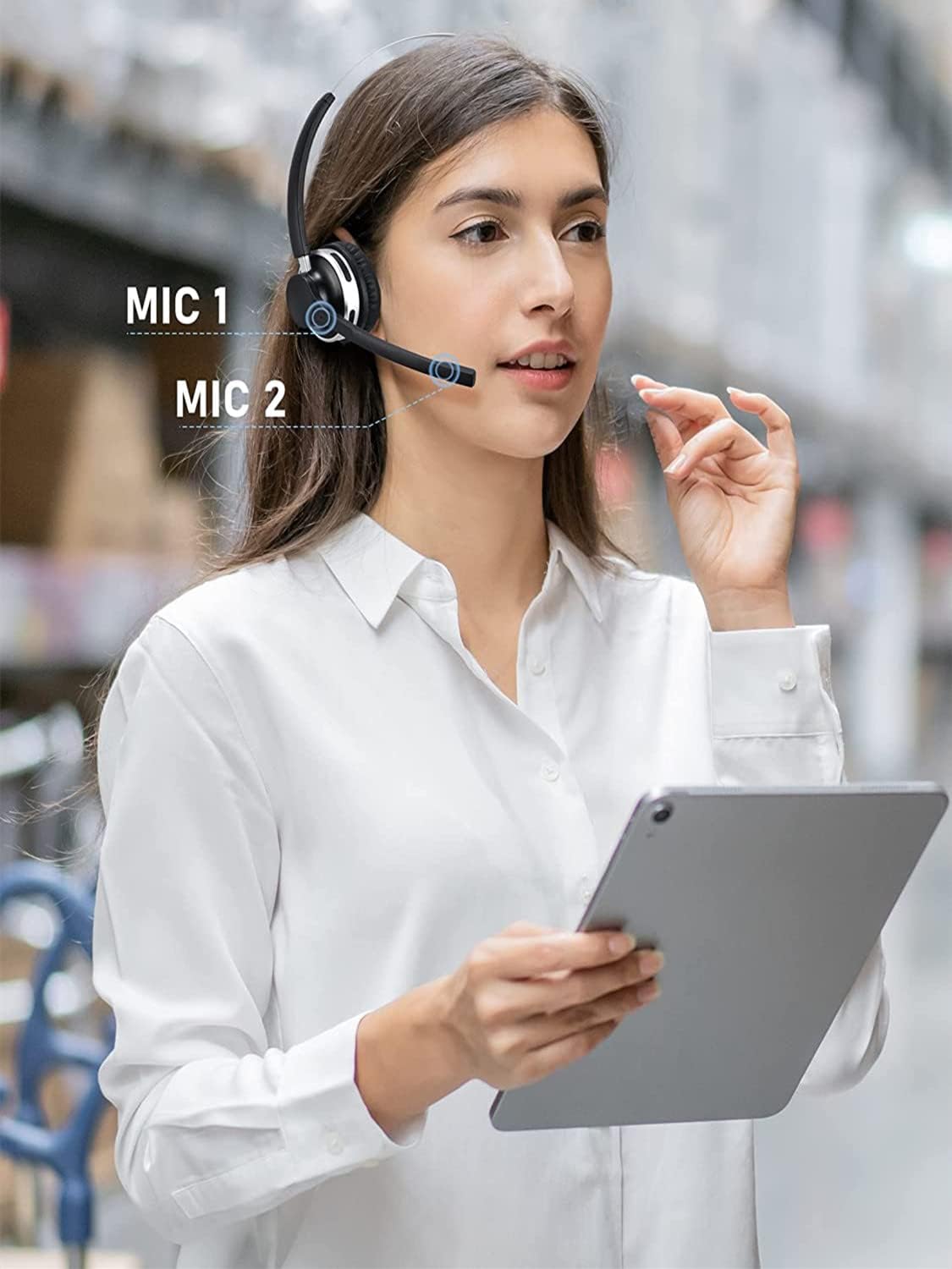 Bluetooth Headset with Microphone Noise Canceling, Pack of 2 E908487