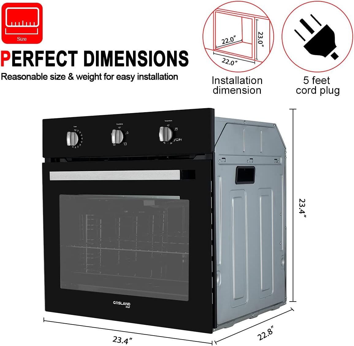 24 Built-in Natural Gas Wall Oven with Rotisserie, Black Glass I156