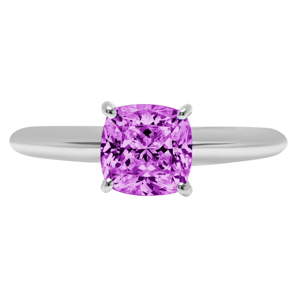 2.5ct Cushion Cut Simulated Alexandrite 18k White Gold Ring Size 3.75 V290