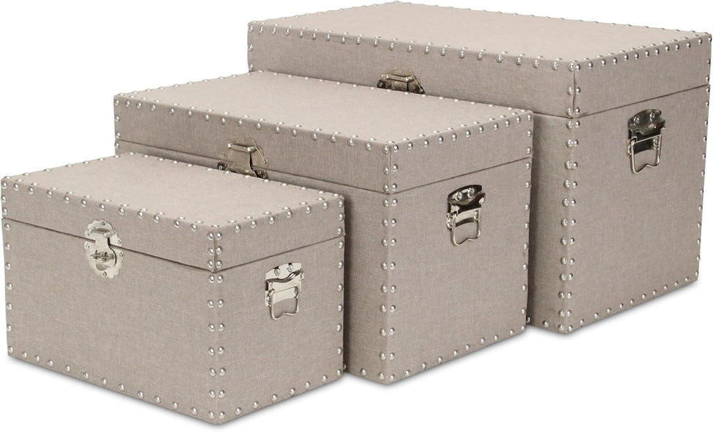 Tan Wooden Trunk Set R376