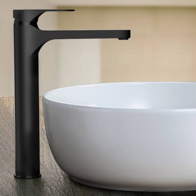 Matte Black Round Vessel Sink Faucet V73512