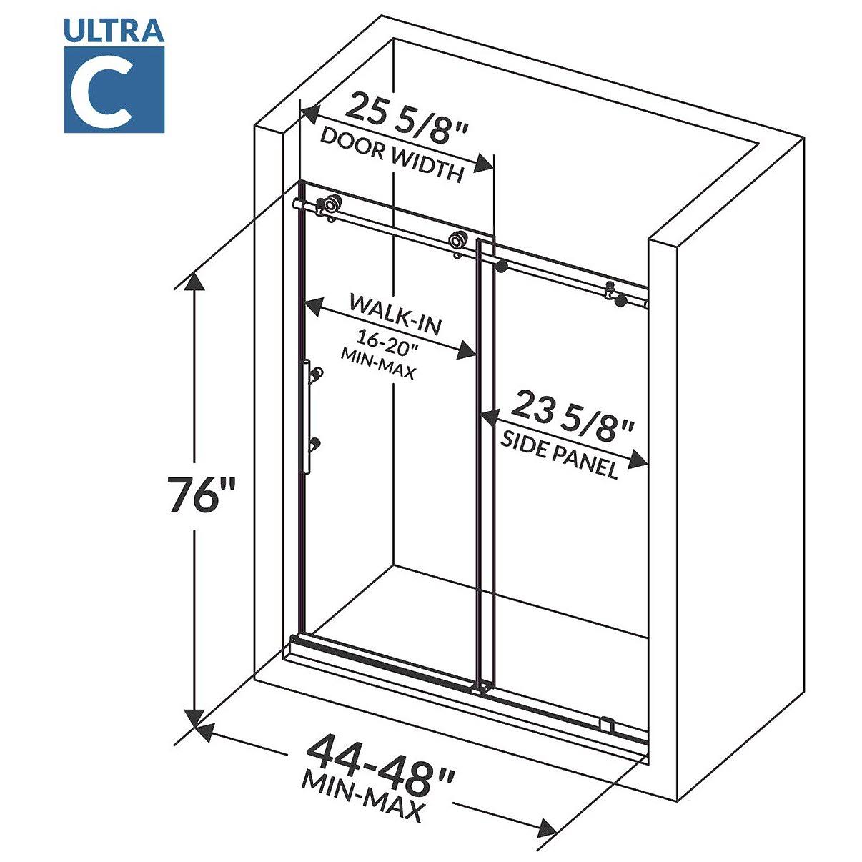 Frameless Sliding Shower Door Chrome P5148