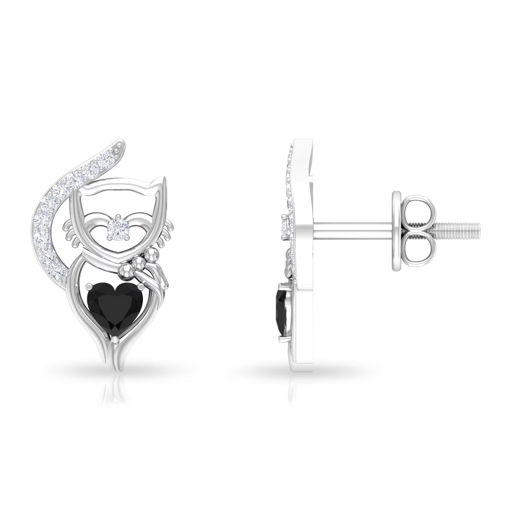 Black Diamond Stud Earrings, 925 Sterling Silver X175