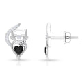 Black Diamond Stud Earrings, 925 Sterling Silver X175