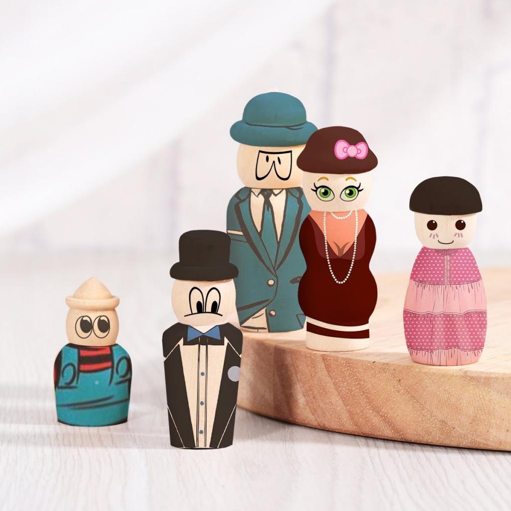 10Pcs Unfinished Wooden Peg Dolls for Painting Q775