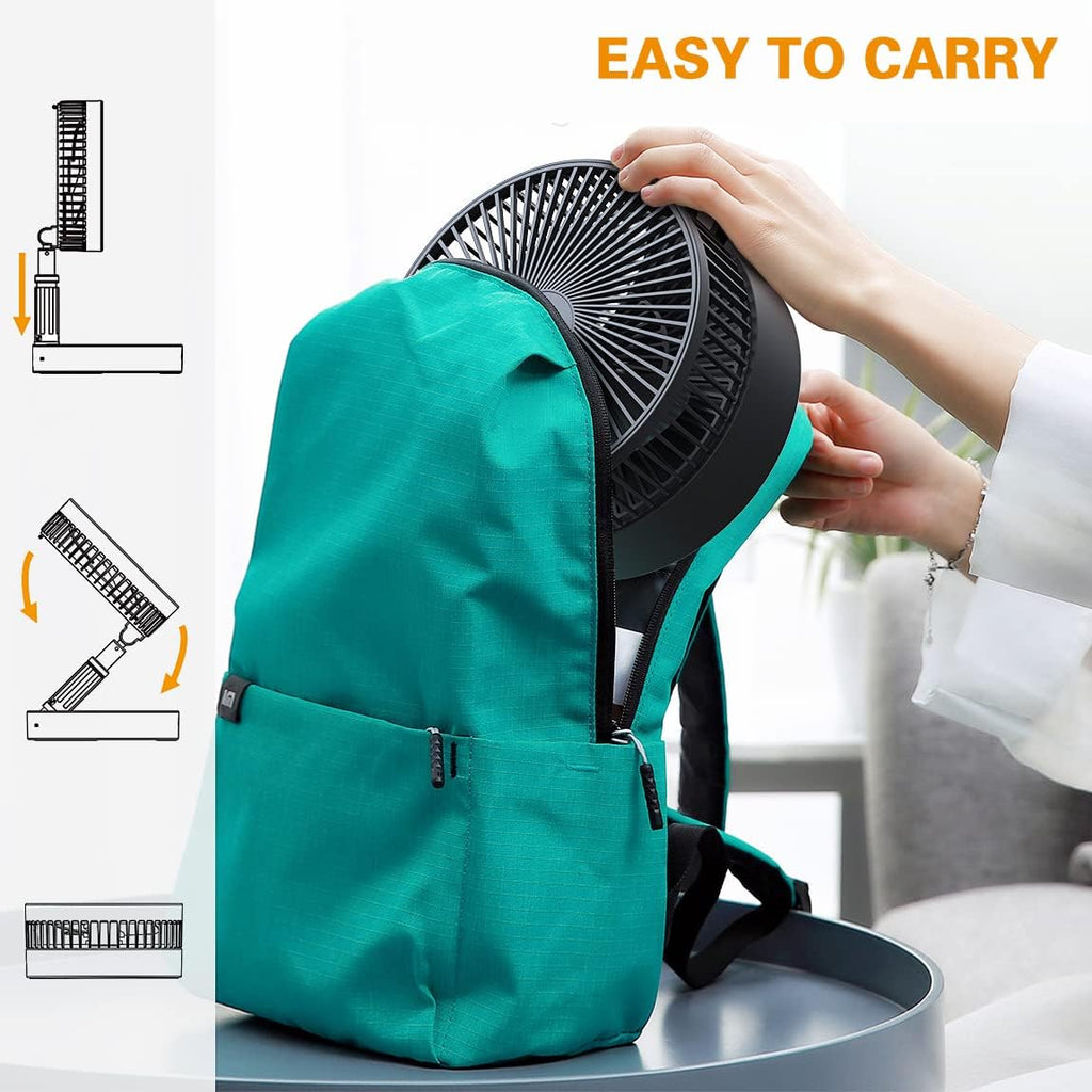8 Portable Rechargeable Oscillating Fan, 10000mAh, 3 Speeds, Foldable, Quiet USB Desk Fan, Pack of 2 Y88949