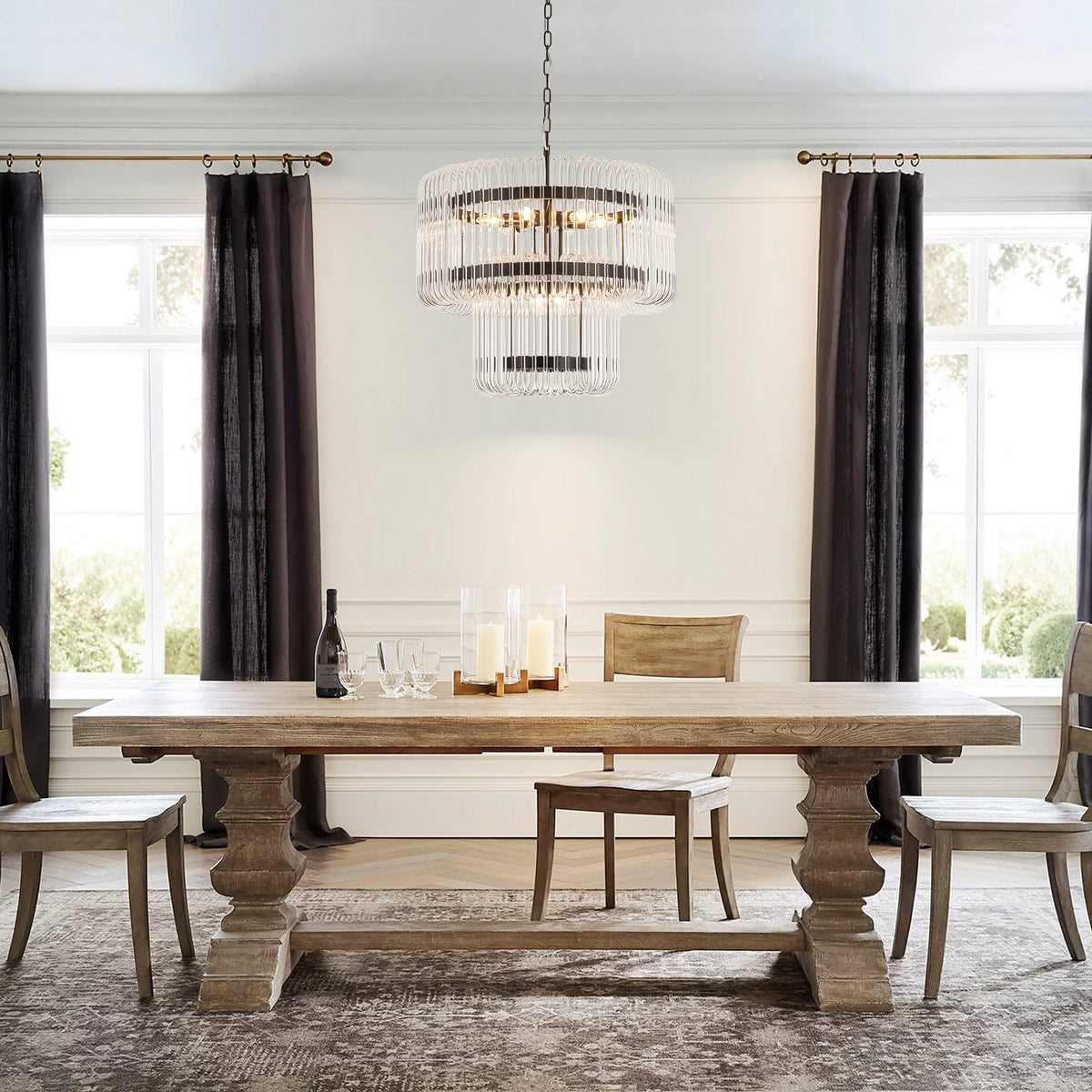 9-Light Dimmable Tiered Chandelier C899139
