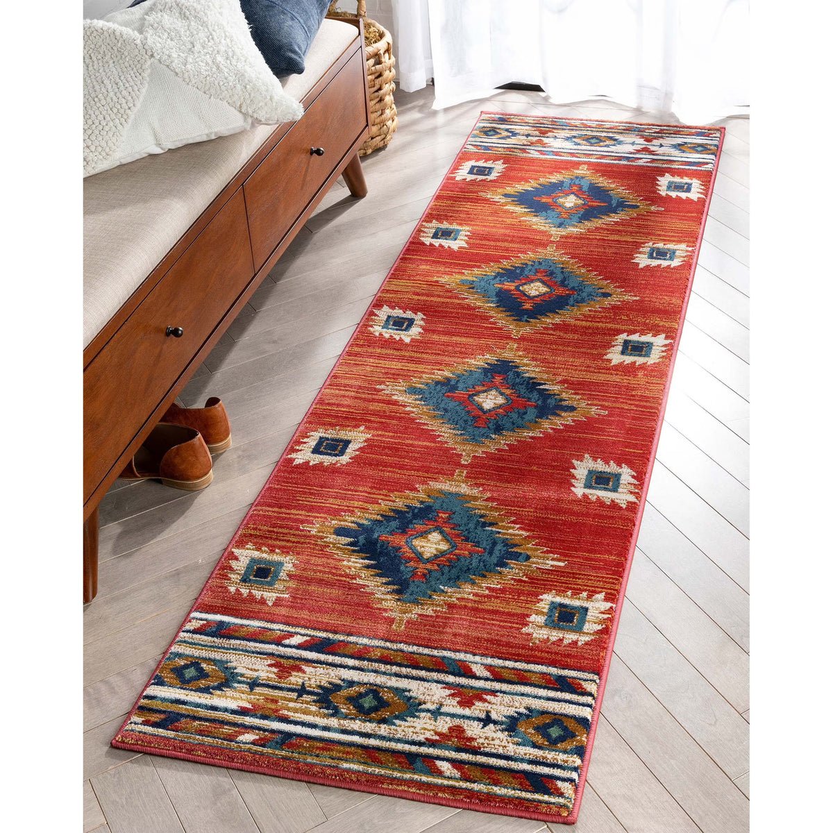 Dark Blue Traditional Medallion Rug Runner N418503