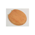 Natural Red Oak Round Wood Toilet Seat with Polished Brass Hinges H178212