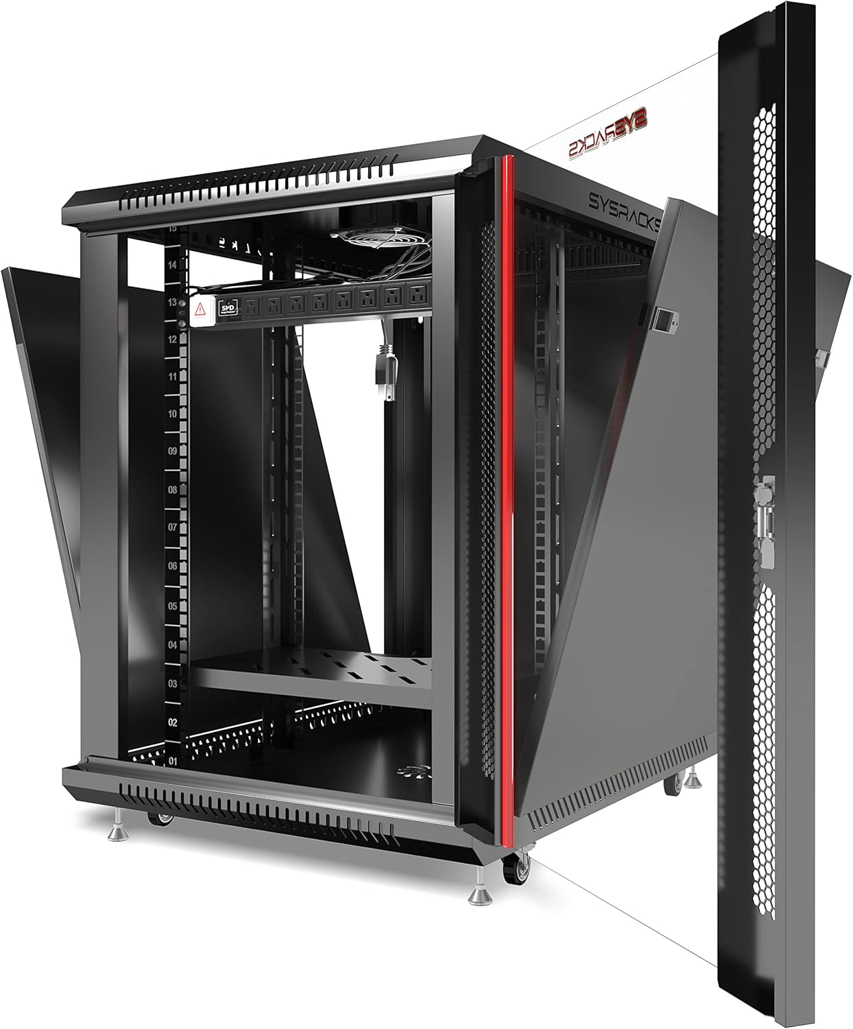 15U Server Rack Cabinet Locking Data Enclosure 35 Inch Deep Half Rack on Wheels F546