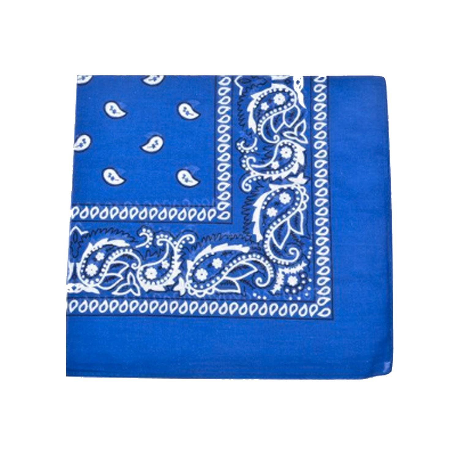 72 Pack Royal Blue Paisley Print Polyester Bandanas U90134