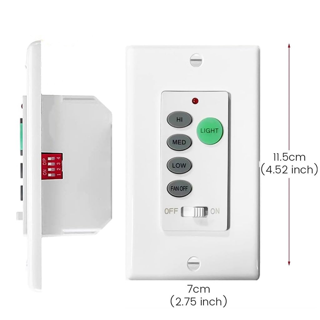 Ceiling Fan Wall Remote Control with Adjustable 3 Speed Light Dimmer A71332