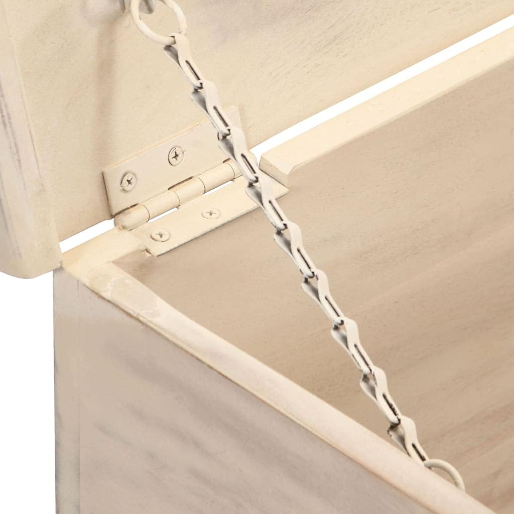 White Solid Acacia Wood Storage Box P5537