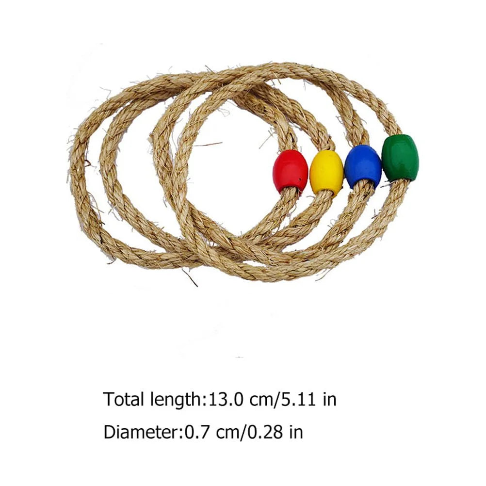 20 PCS Natural Rope Wooden Ring Toss Game Outdoor Playsets X811