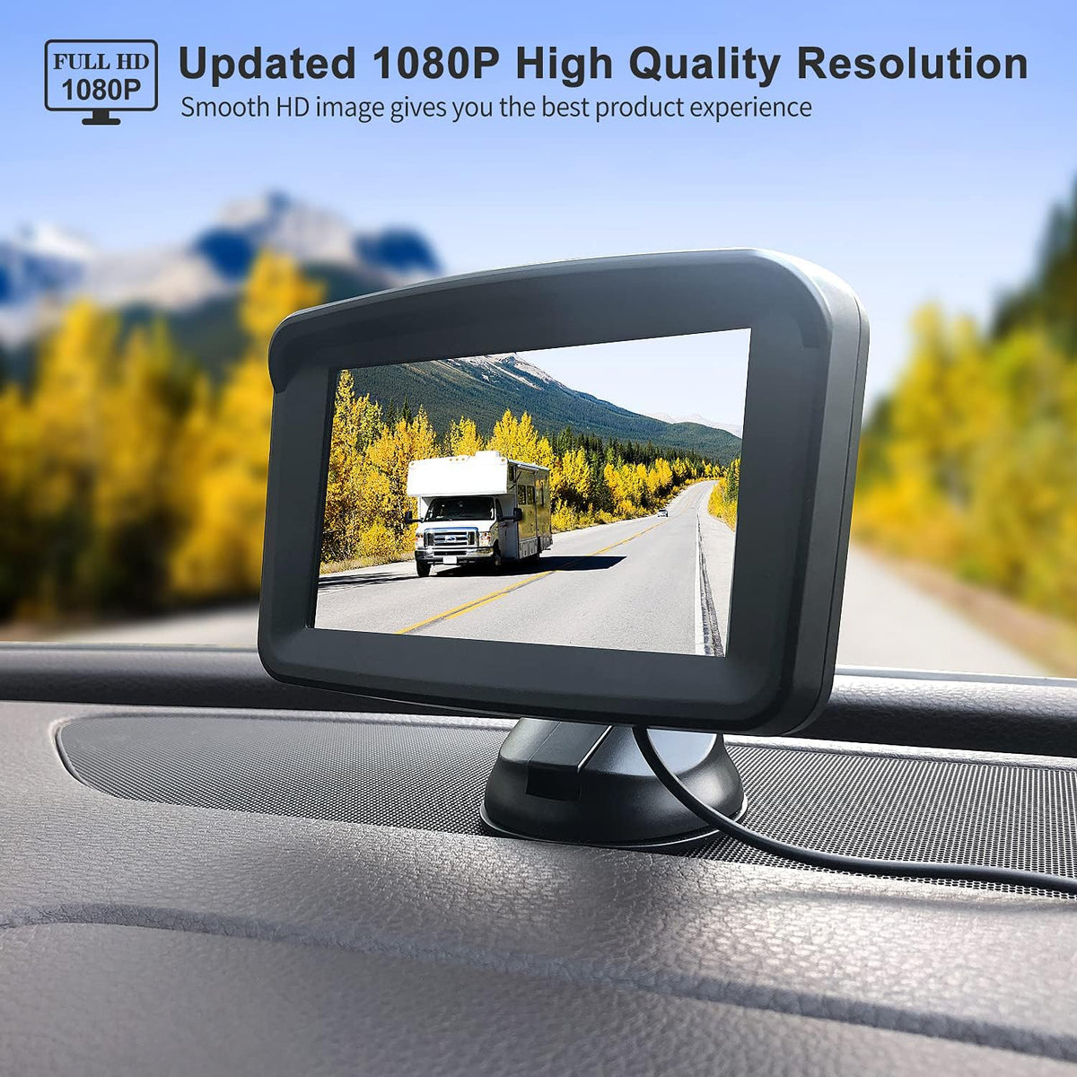 5 Monitor with 1080P Backup Camera, License Plate 149° Rear View Kits, IP69 Waterproof R13624