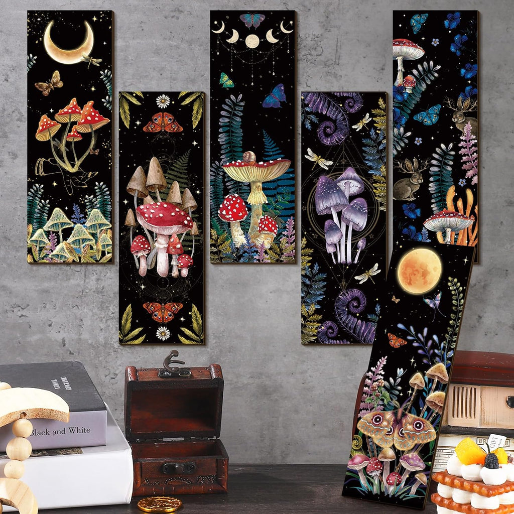 6 Pcs Mushroom Wall Decorations Wooden Wall Hanging E581696