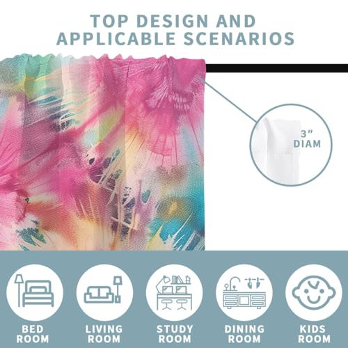 Tie Dye Blackout Curtains, 42 x 45 Inch O1221
