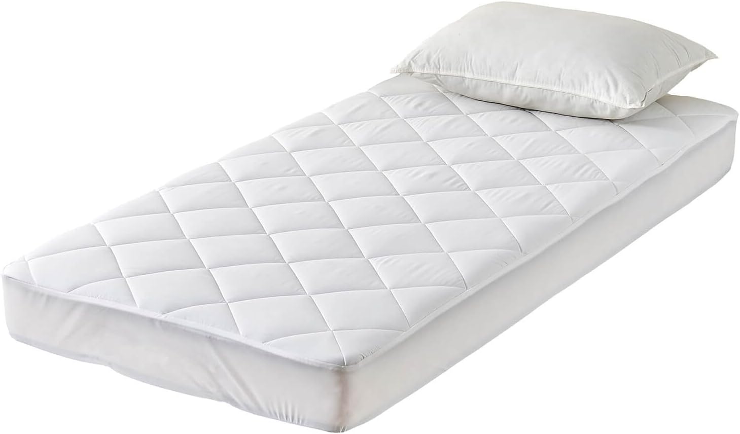 Twin XL Quilted Fitted Mattress Pad with Deep Pocket I655