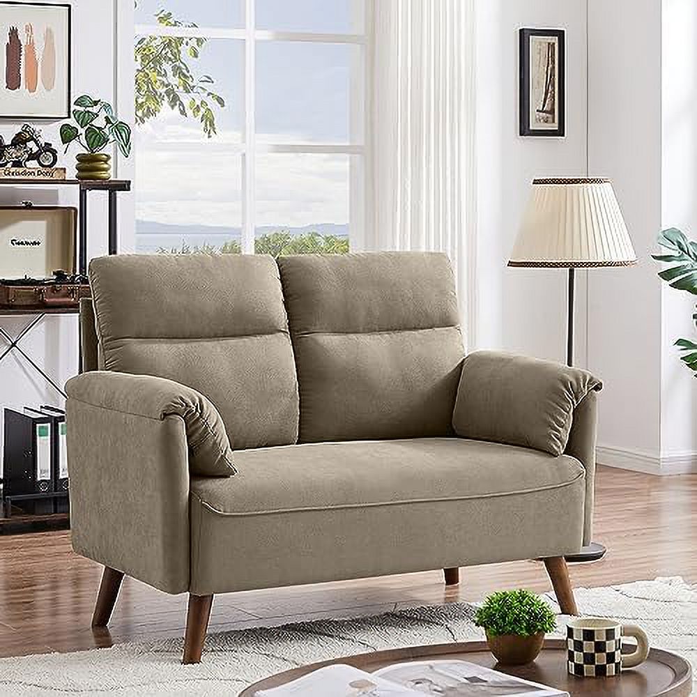50.6" Small Loveseat Sofa with Back Cushions and Wood Legs R15540