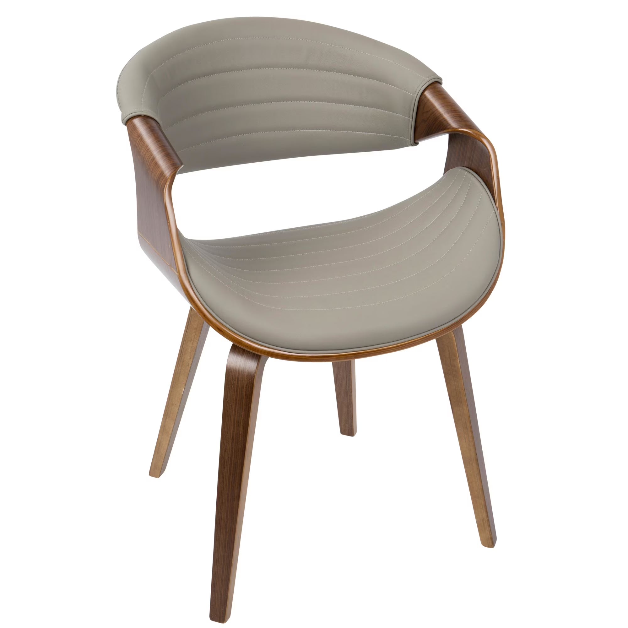Walnut Wood and Grey Faux Leather Dining Chair T905