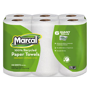 100% Recycled 2-Ply Roll Towels, 24 Rolls S420315