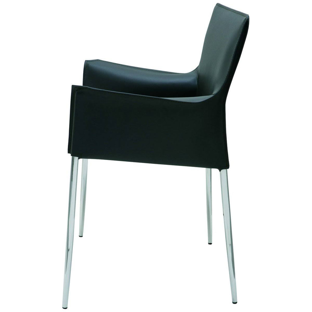 White Leather Dining Arm Chair Y314