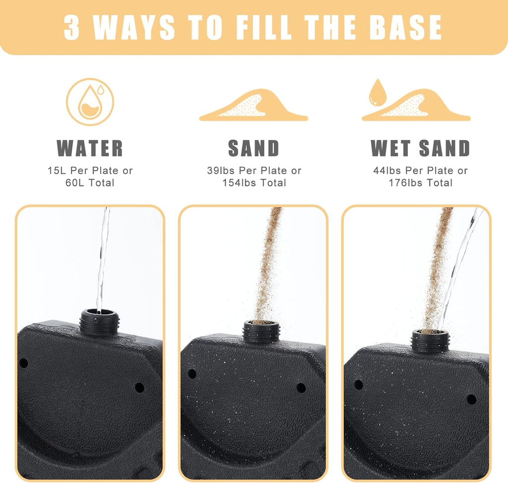 4PCS Black Cantilever Offset Patio Umbrella Stand Base Plate G619