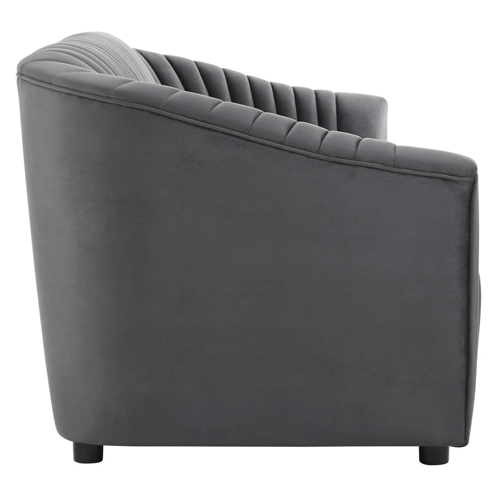 Charcoal Performance Velvet Channel Tufted Sofa F661