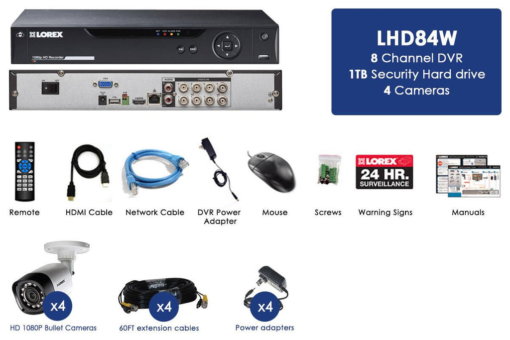 4 Cameras 8 Channel Weatherproof DVR Surveillance Security System A481171
