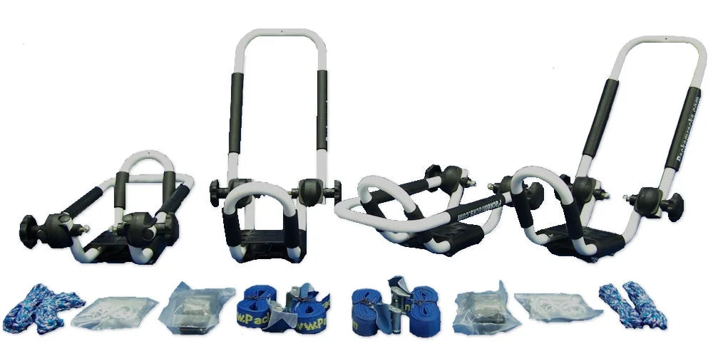 WINTER WHITE FOLDING KAYAK RACK ROOF TOP AND WALL CARRIER BUNDLE D190