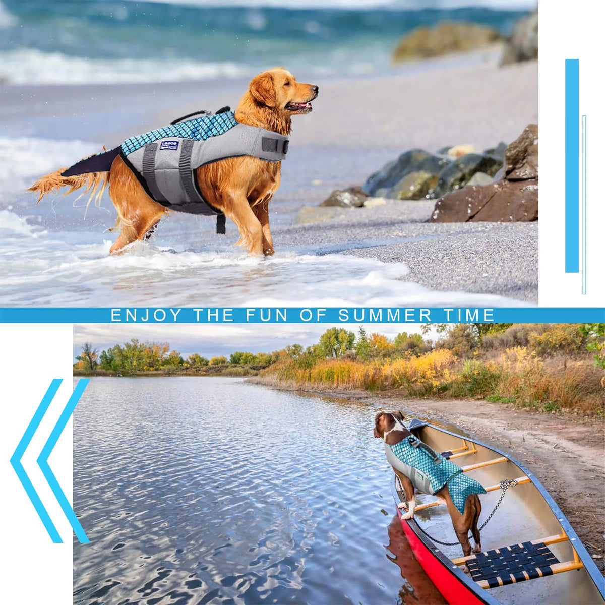 Dog Life Jacket with Reflective Stripes W9355