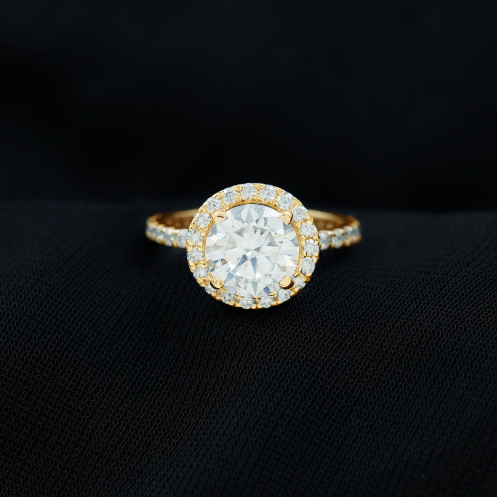 14K Yellow Gold Moissanite Halo Engagement Ring W208370